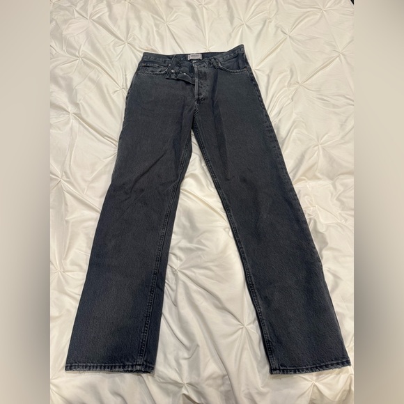Agolde 90’s Pinch Waist Charcoal Denim Pants - Picture 1 of 3